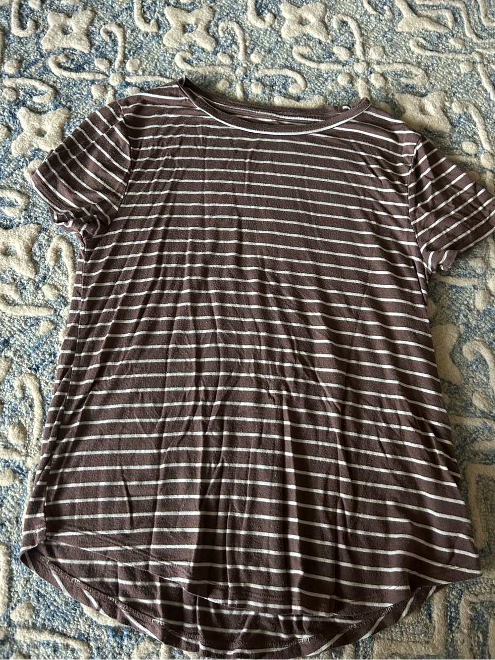 Seafolly Mauve and White Striped Scoop Tee